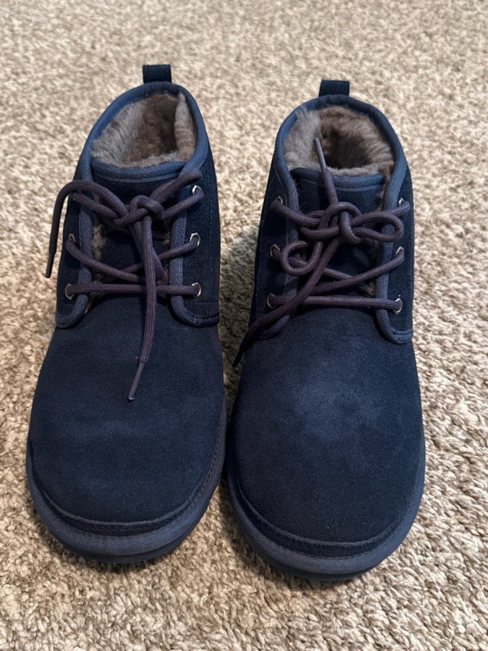 UGG Men's Navy Suede Chukka Boots with Shearling Lining